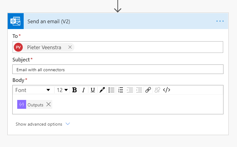 send an email action with the html table Send an email action with the HTML table