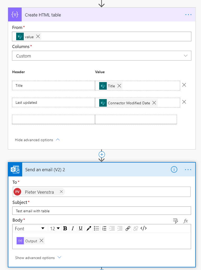 send an email with an html table in power automate Send an email with an HTML table in Power Automate