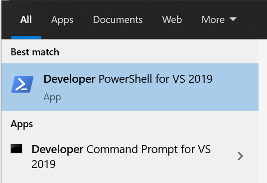 developer powershell for vs 2019 Developer PowerShell for VS 2019