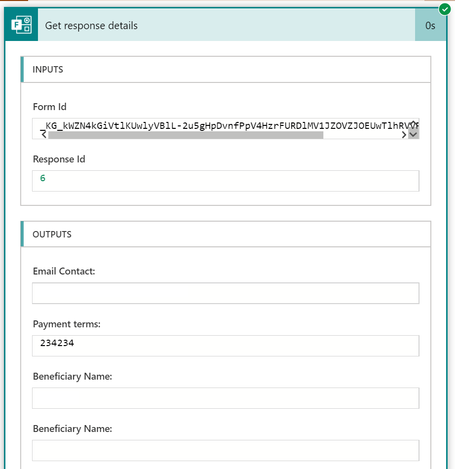 get response details output Get Response Details output