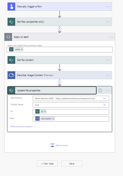 A flow that names images using Computer Vision Use Azure Computer Vision to name your images with Power Automate