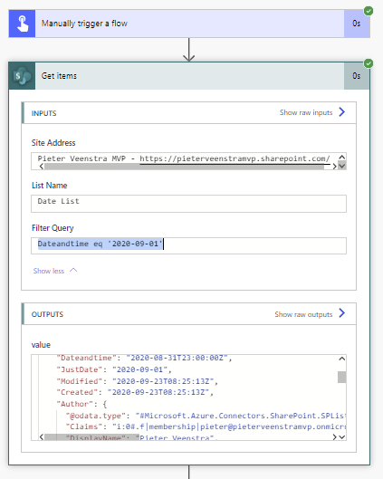 SharePoint odata filter query in Get items actions in Power Automate in 2025