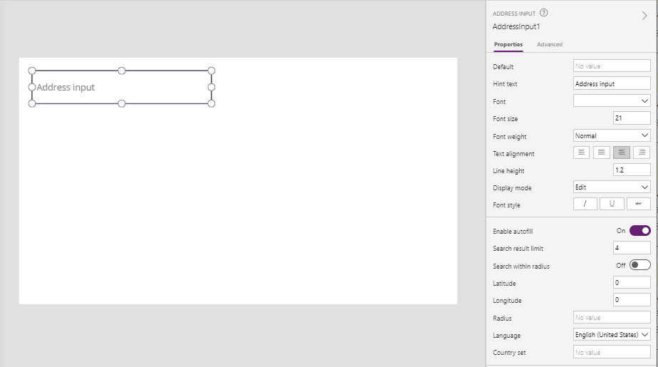 image 14 Address Input in Power Apps