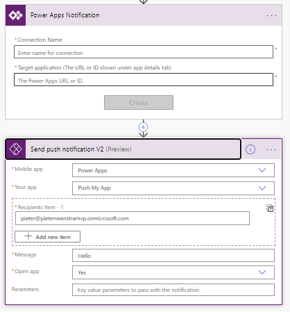Send push notifications to start your app in Power Apps