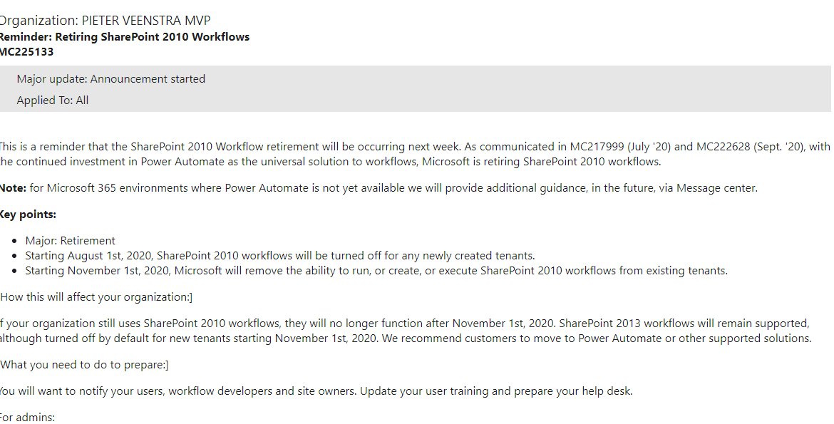 sharepoint 2010 workflows retiring SharePoint 2010 Workflows Retiring