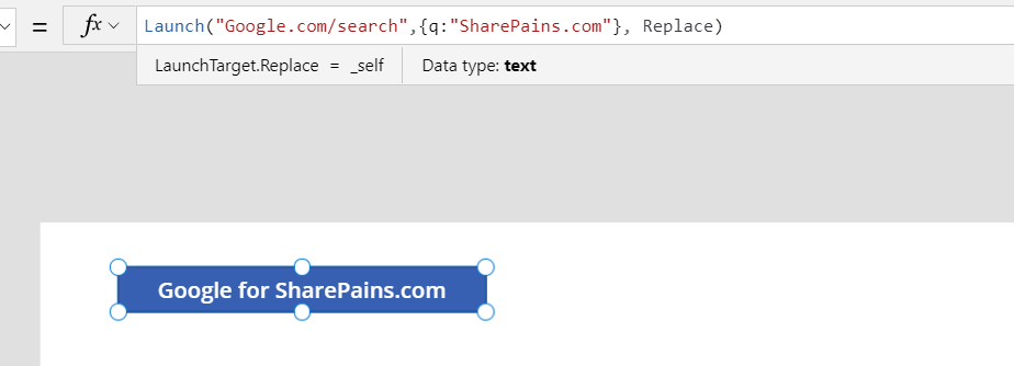 image 31 The target in the Launch function in Power Apps