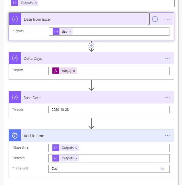 processing the dates from the excel file Read dates from Excel with Power Automate