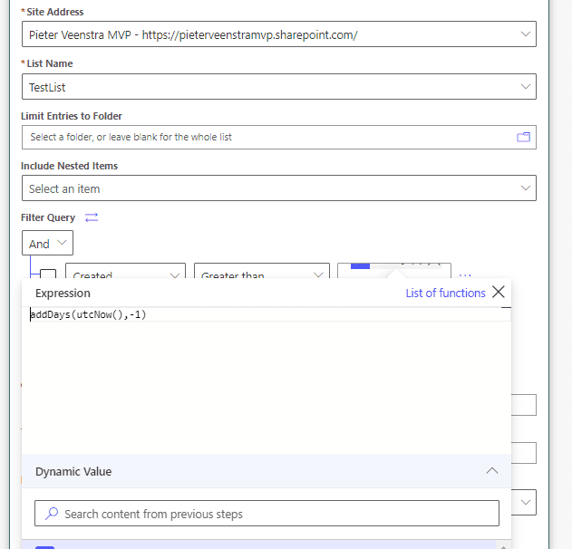 Experimental Filter Query in SharePoint Get Items in Power Automate