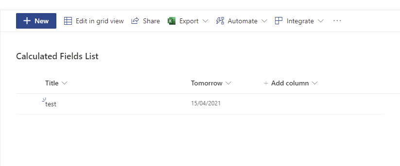Calculated field showing tomorrow Filter by calculated fields in SharePoint using Power Automate