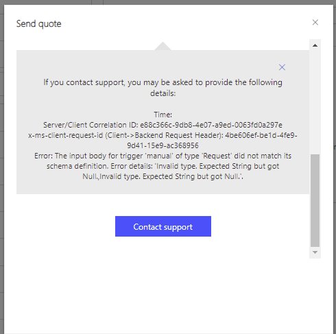 Error calling flow from Model driven app Expected String but got Null,