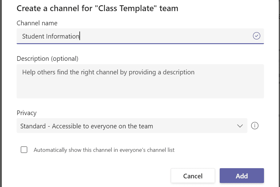 create channel in team Create channel in team