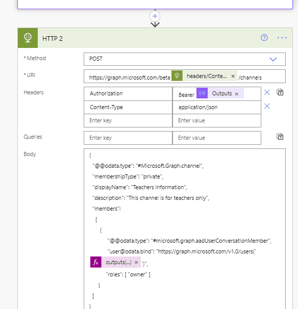 private channel creation in power automate Private channel creation in Power Automate