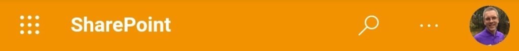 Mobile view of SharePoint top bar