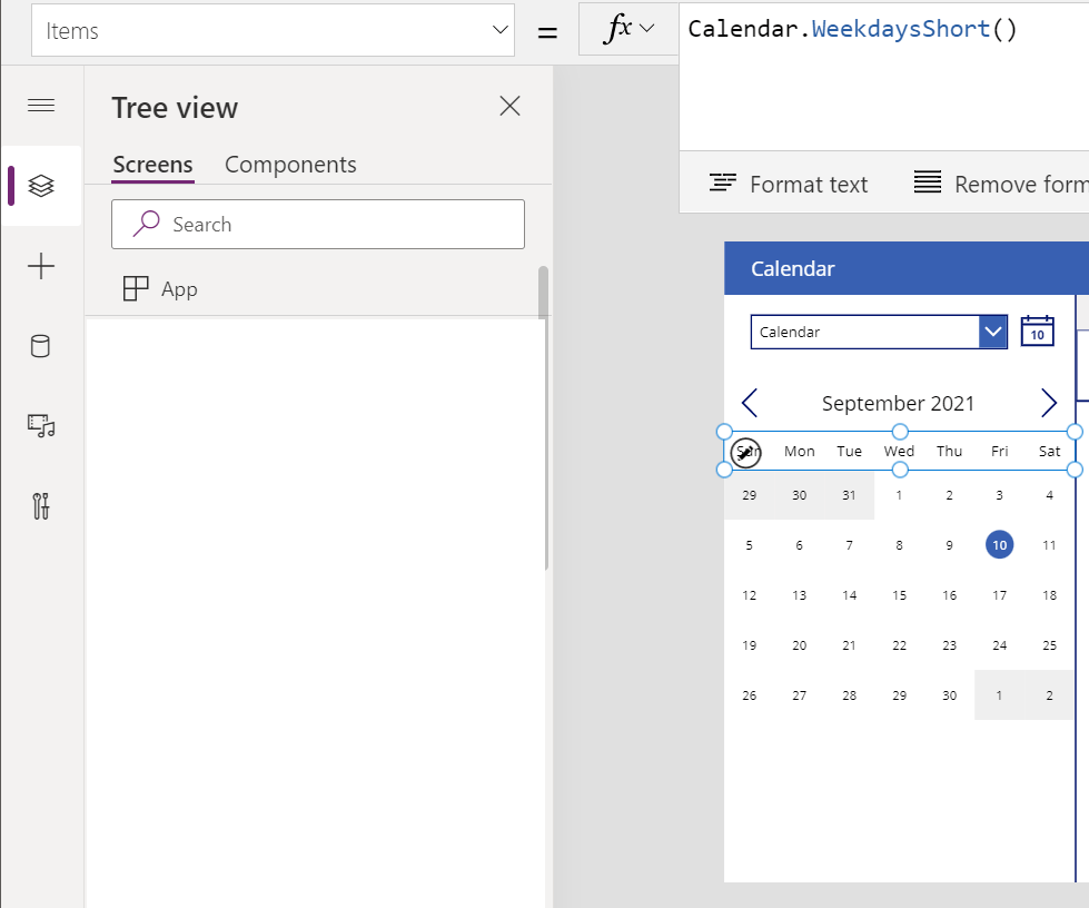 The Weekday and Calendar functions in Power Apps
