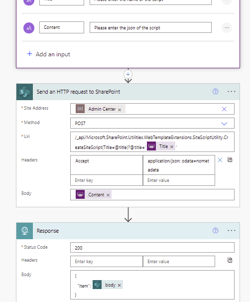 create a site script in a power automate flow Create a site script in a Power Automate flow