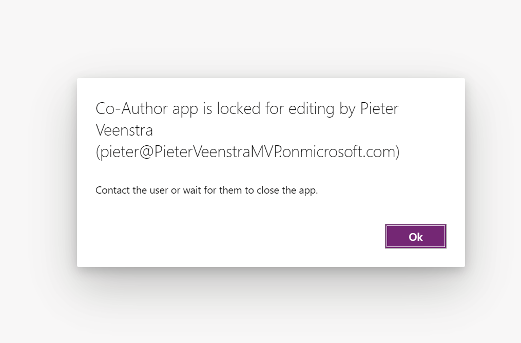 app is locked by Co-Authoring in Power Apps