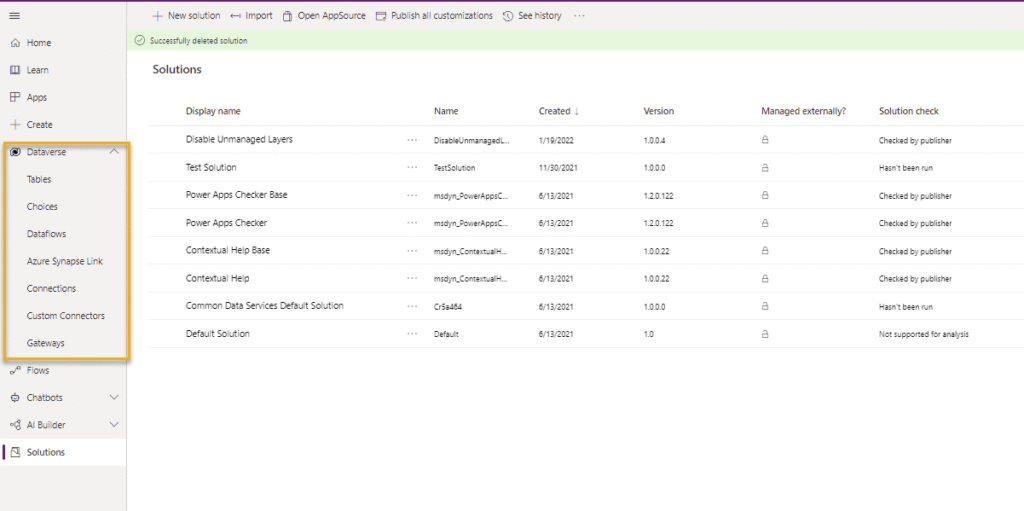 image 29 Handle unmanaged changes made to Dataverse tables in the default solution