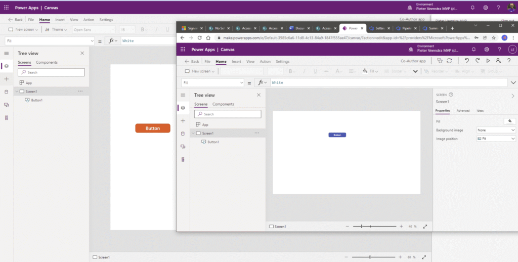 making a change Co-Authoring in Power Apps