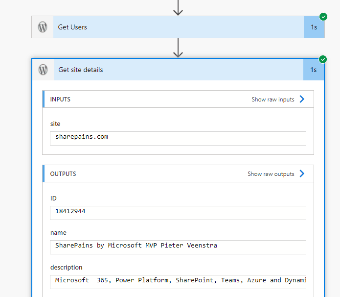 A flow run showing our custom connector actions