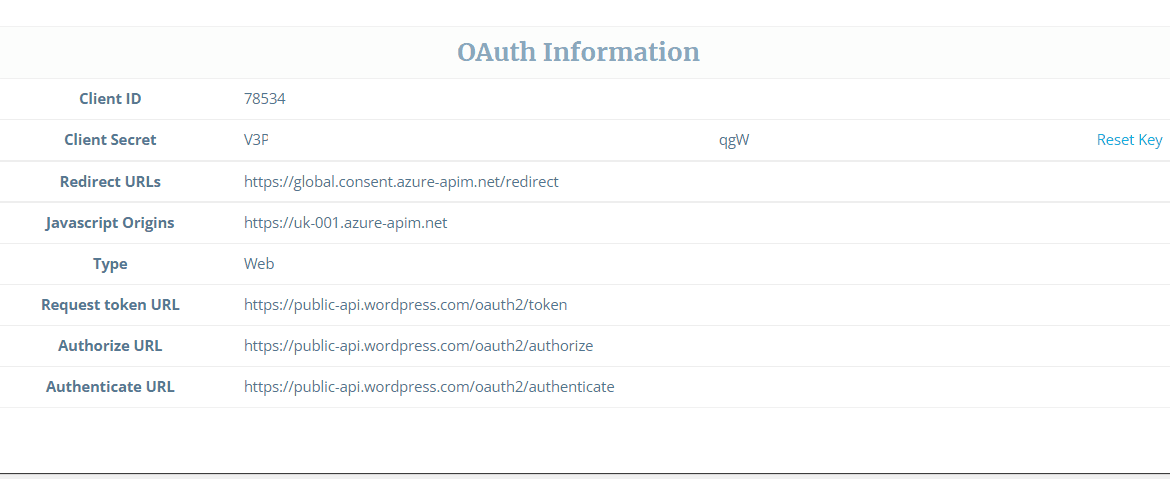 OAuth details for my WordPress custom connector