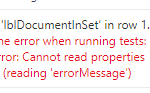 Runtime error when running tests
