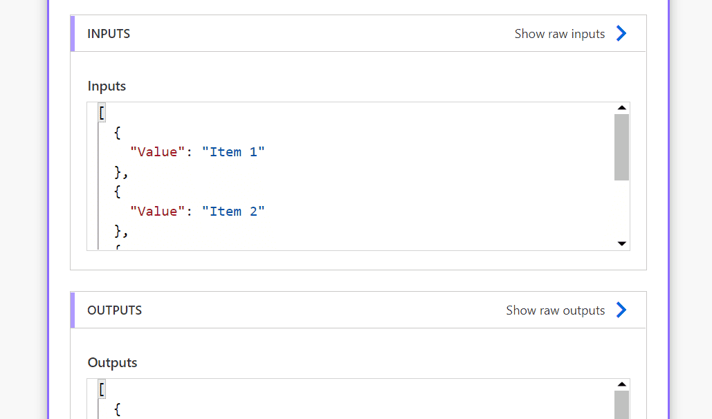 compose action with 4 items in the flow run output Compose action with 4 items in the flow run output