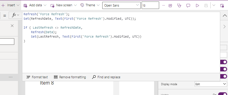 Timer code to force refresh multi user real time apps in Power Apps