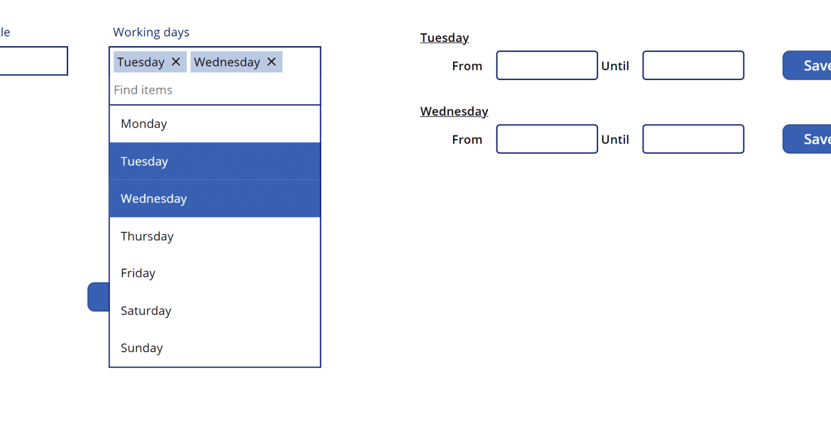 a form with a multi select dropdown with additional information collected for each selected option in power apps A form with a multi-select dropdown with additional information collected for each selected option in Power Apps