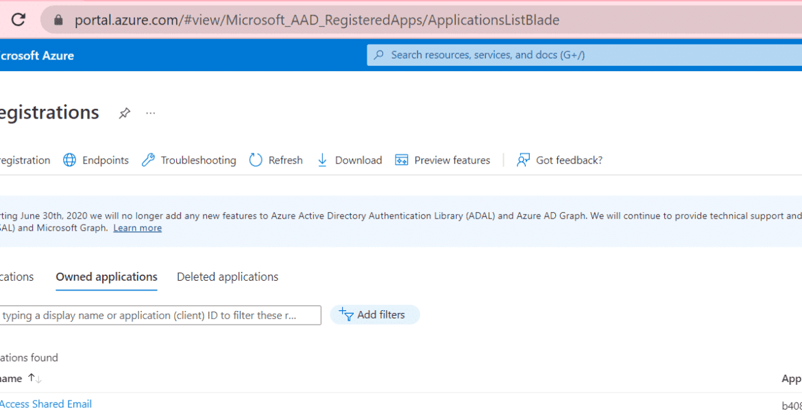 App registrations in Azure Portal