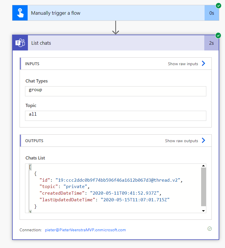 image 19 List Chats action in Power Automate