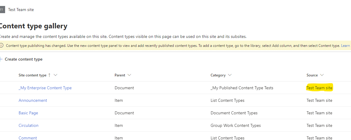 content type gallery showing local copy of content type Content Type Gallery showing local copy of Content type