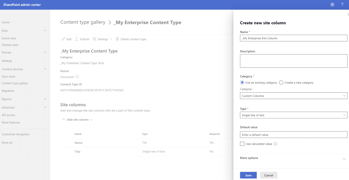 created an enterprise content type Created an Enterprise Content Type