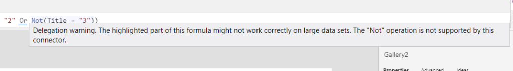 image 21 Delegation warning with details with SharePoint lists in Power Apps