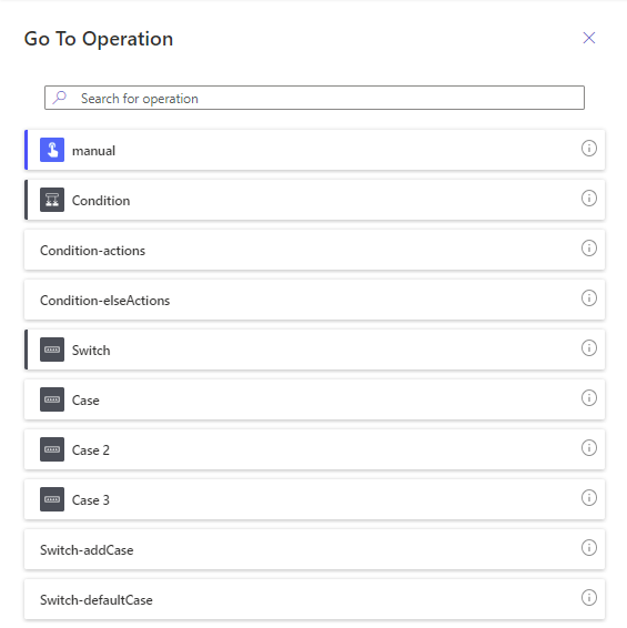 Go to operation in Power Automate to help with finding  actions