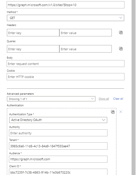 Managed Identities in an HTTP action