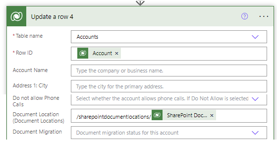 relate actions using the update a row action Relate actions using the Update a row action