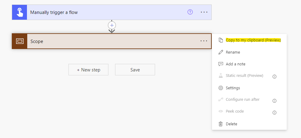 Copy to the clipboard in the classic designer