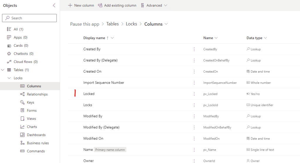 schedule flow locked columns
