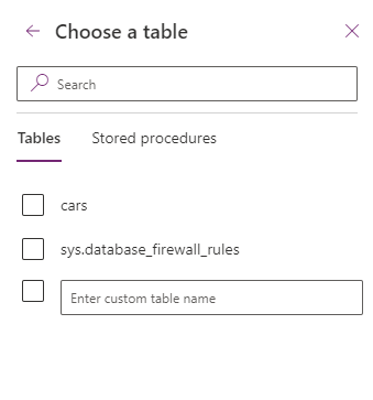 Choose a table