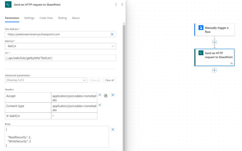 A flow in Power Automate to change the Adjusted settings for SharePoint Item-Level Permissions