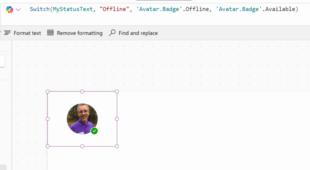 image Create an Avatar with presence status indicator in Power Apps