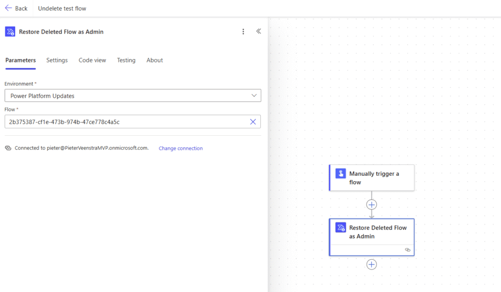 Restore a flow using a GUID