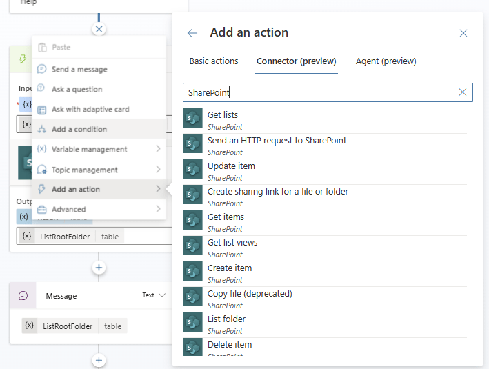 Using search to find the SharePoint actions