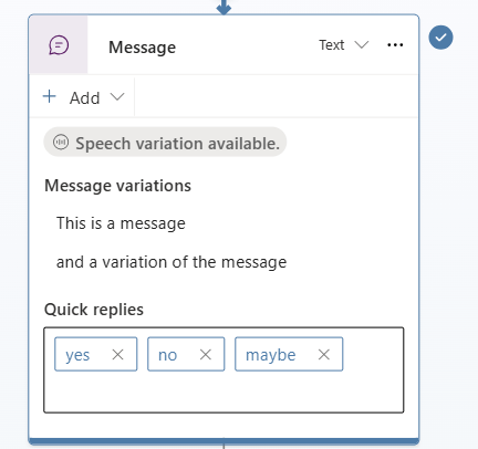Message variations configured