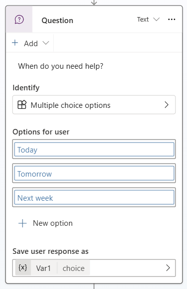 Configure a question