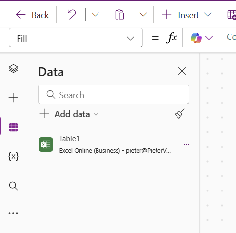 Datasource successfully connected to Power Apps.