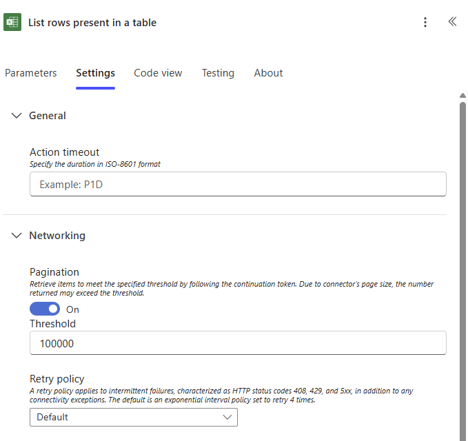 Pagination option in Power Auotmate