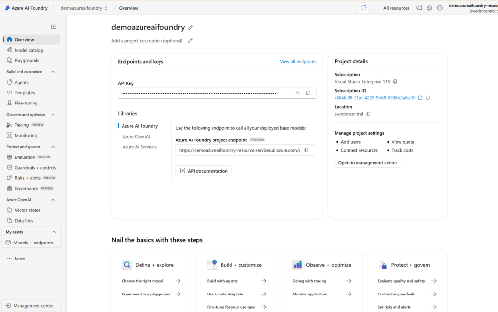 image 18 Project Overview of an Azure AI Foundry project