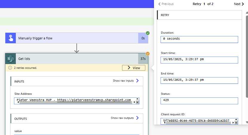 How to avoid throttling in Power Automate