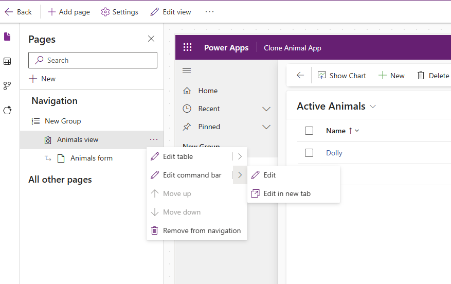 Edit Command Bar Edit the Command bar in a model driven app